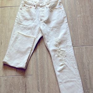 White Levis 501 straight leg pants